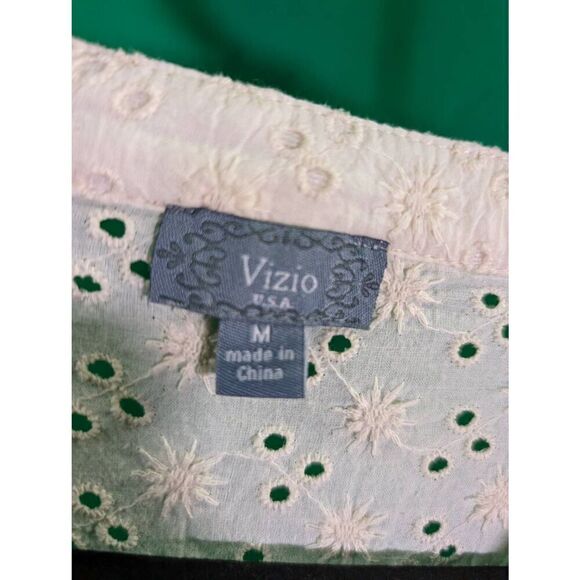 Vizio Cream Lace Short Sleeve V-Neck Dress Women's Medium - Picture 2 of 7